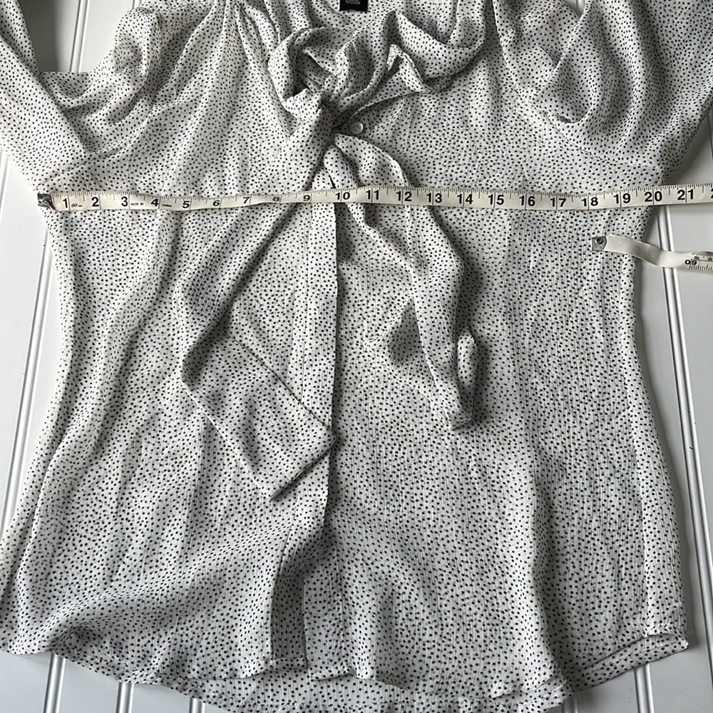 Pink Tartan polka dot bow ivory white black top - Picture 4 of 12